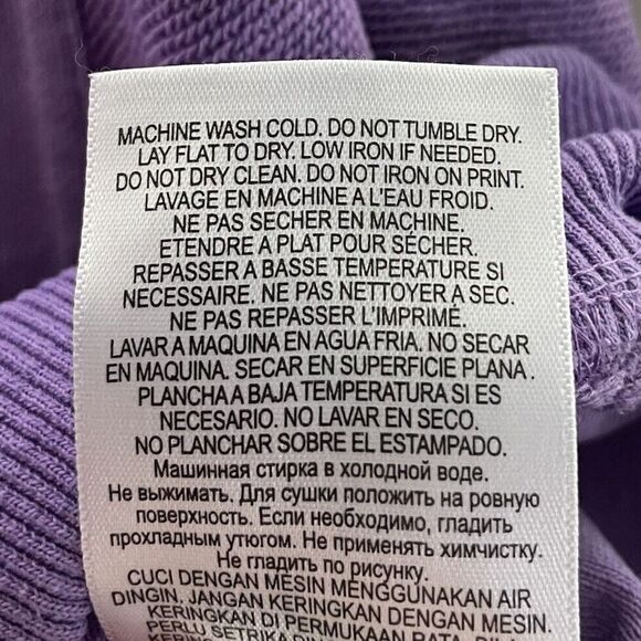 HERVE LEGER Dolman Sweatshirt Women Large Purple French Terry Cotton Crop Logo - Picture 16 of 16